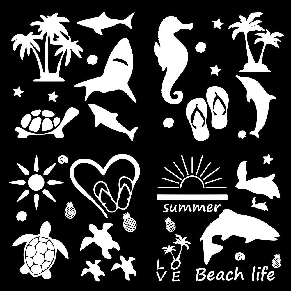 Stickers autocollants imperméables, résistants aux UV, animaux marins, 20x20cm, 4 motifs au choix