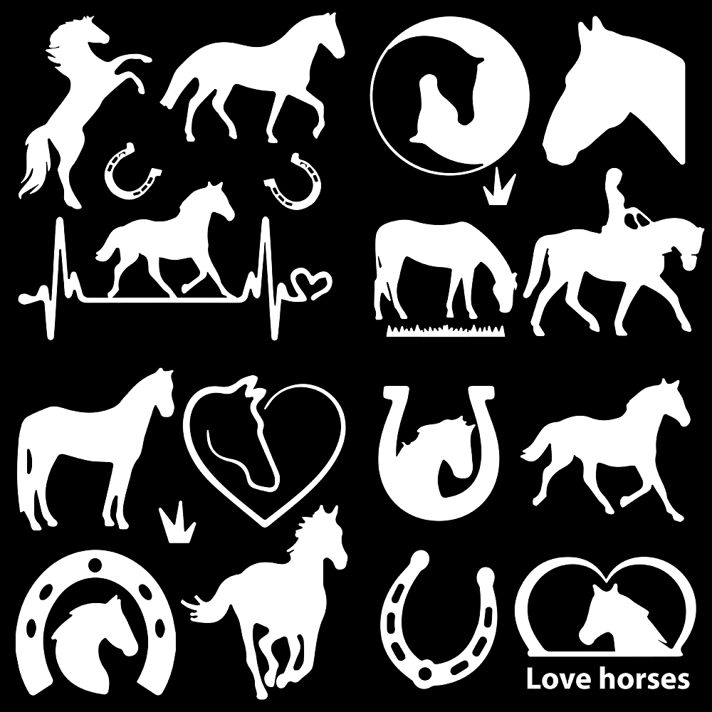 Stickers autocollants imperméables, résistants aux UV, chevaux, 20x20cm, 4 motifs au choix