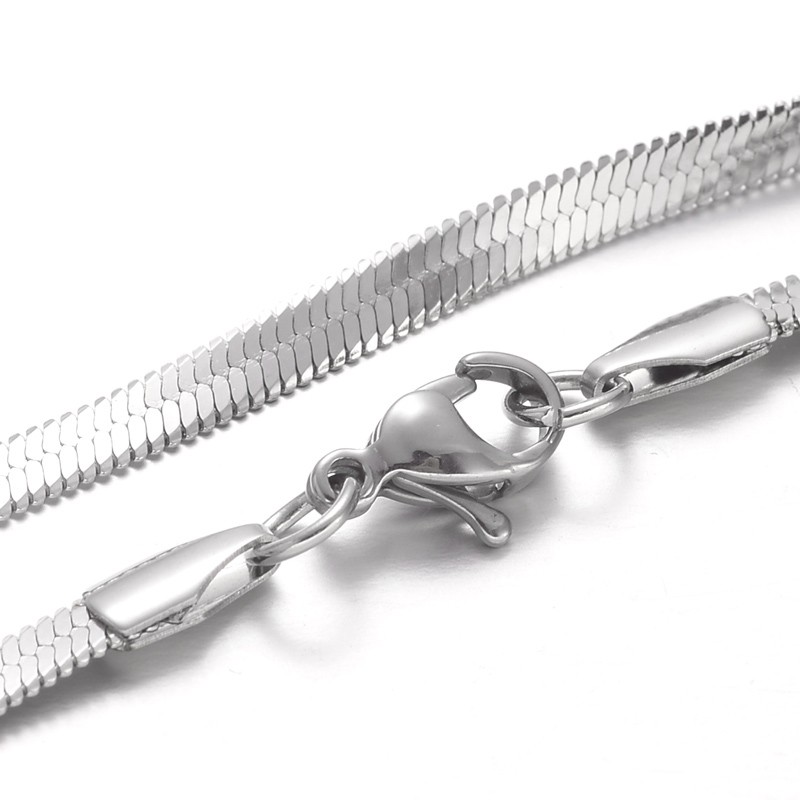 [NJEW-F195-01B-P] Collier chaîne INOX argenté, maille serpent, largeur 3mm, longueur 45cm, l'unité