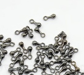 Pendentif laiton, goutte, pour chaînette d'extension, noir ou bronze, 7x2.5mm