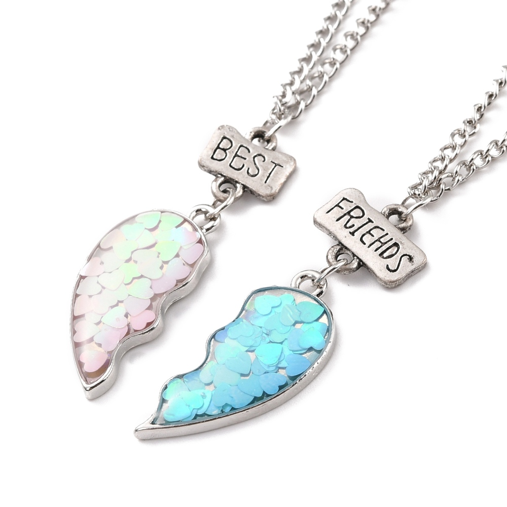 Lot de 2 colliers d'amitié bleu et rose, les deux