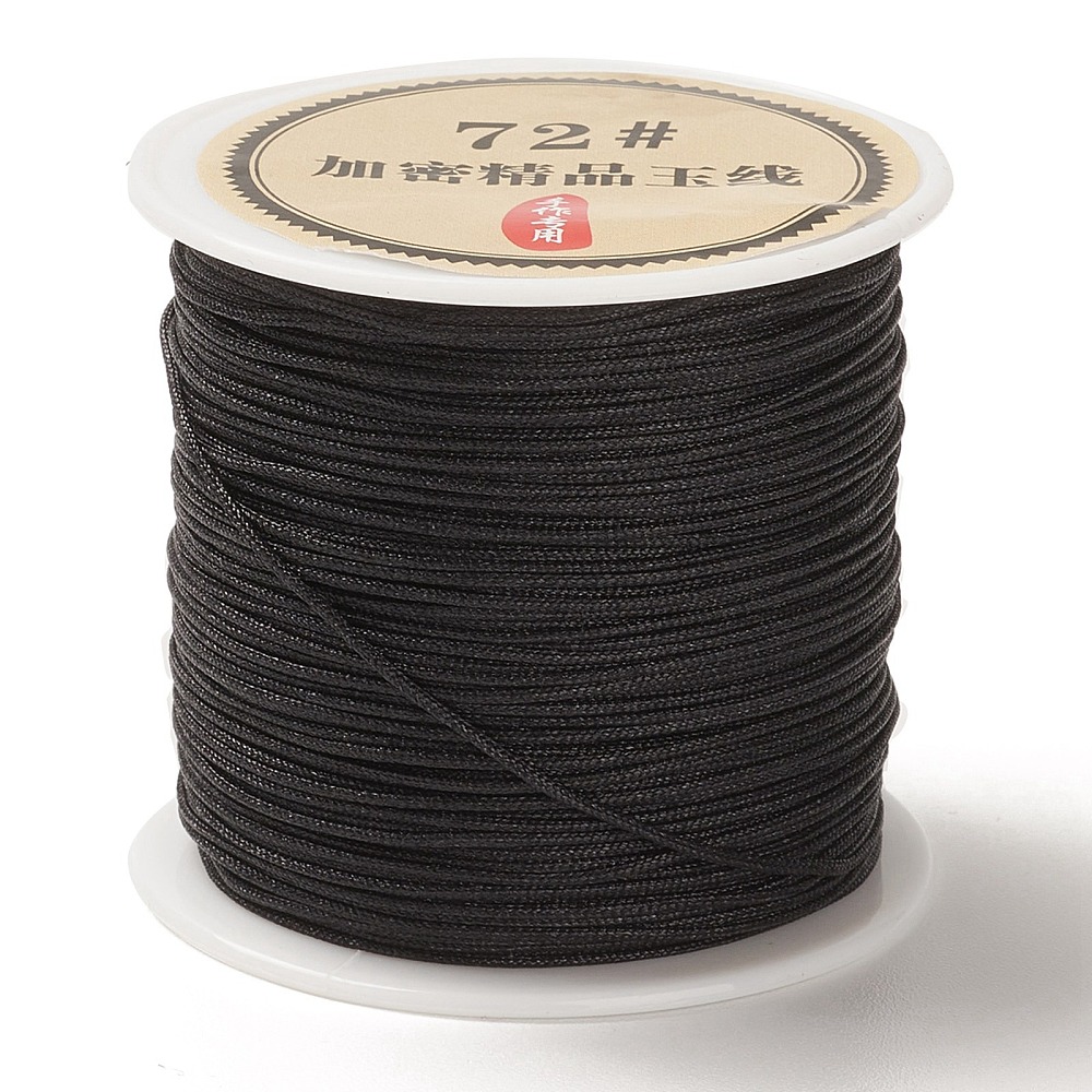 Fil de jade de diamètre 0,8mm, NOIR, bobine de 40 mètres