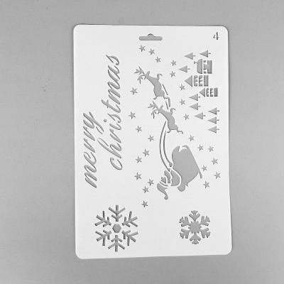 Pochoir, traineau de Noël et flocons, 26x17cm, unité