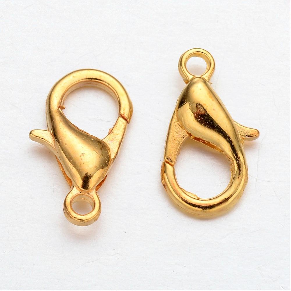 Fermoir mousqueton en alliage, doré, 12x6x1,2mm, à l'unité