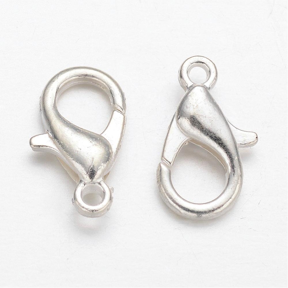 Fermoir mousqueton en alliage, argenté clair, 12x6x1,2mm, à l'unité