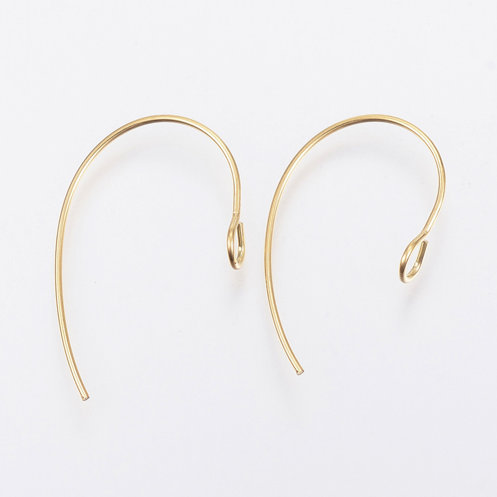 Crochets boucle d'oreille INOX doré, placage ionique, 25x14x4mm, trou 3mm, x10 pcs
