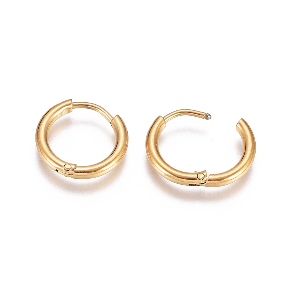 [EJEW-G272-02-10mm-G] Boucle d'oreille INOX doré, placage ionique, créoles, 14x2mm, la paire