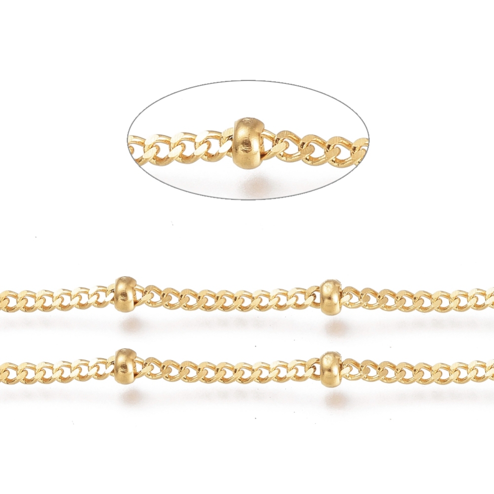 Chaîne en INOX doré, placage ionique, chaîne gourmette, 1.9x2.3x0.4mm
