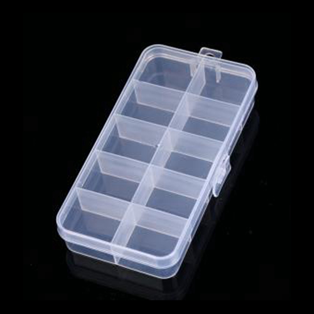 Boîte  plastique de rangement 10 compartiments non amovibles 6,5x12,7x2,1cm