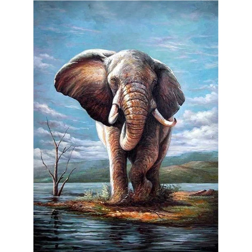 [DIY-C004-08] Kit complet de diamond painting, éléphant, 30x20cm, unité