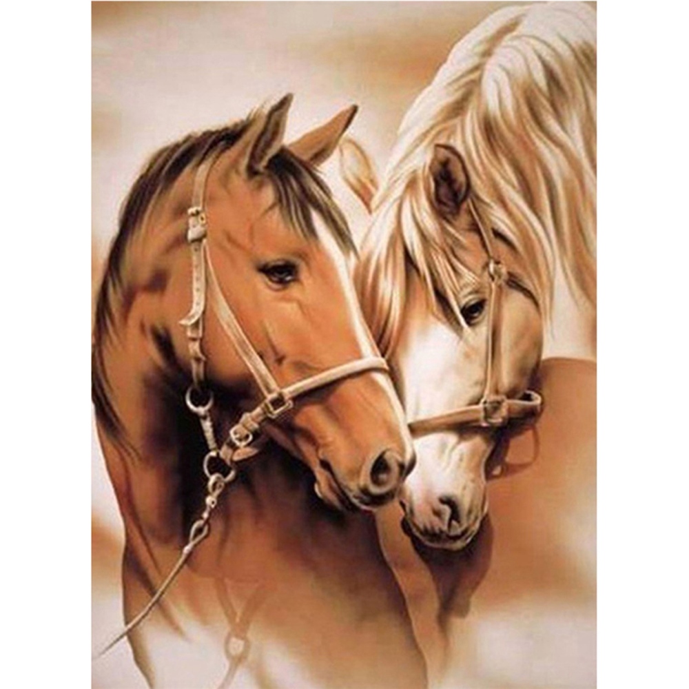[DIY-C004-02] Kit complet de diamond painting, chevaux, 30x20cm, à l'unité