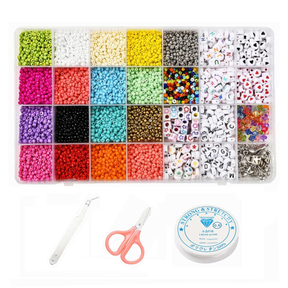 Kit perles de rocaille (env. 4500 pièces), perles acrylique (env. 520 pièces), anneaux et pendentifs, unité