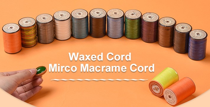 Fil pour micro-macramé, polyester ciré torsadé, diam 0,8mm, 50m la bobine