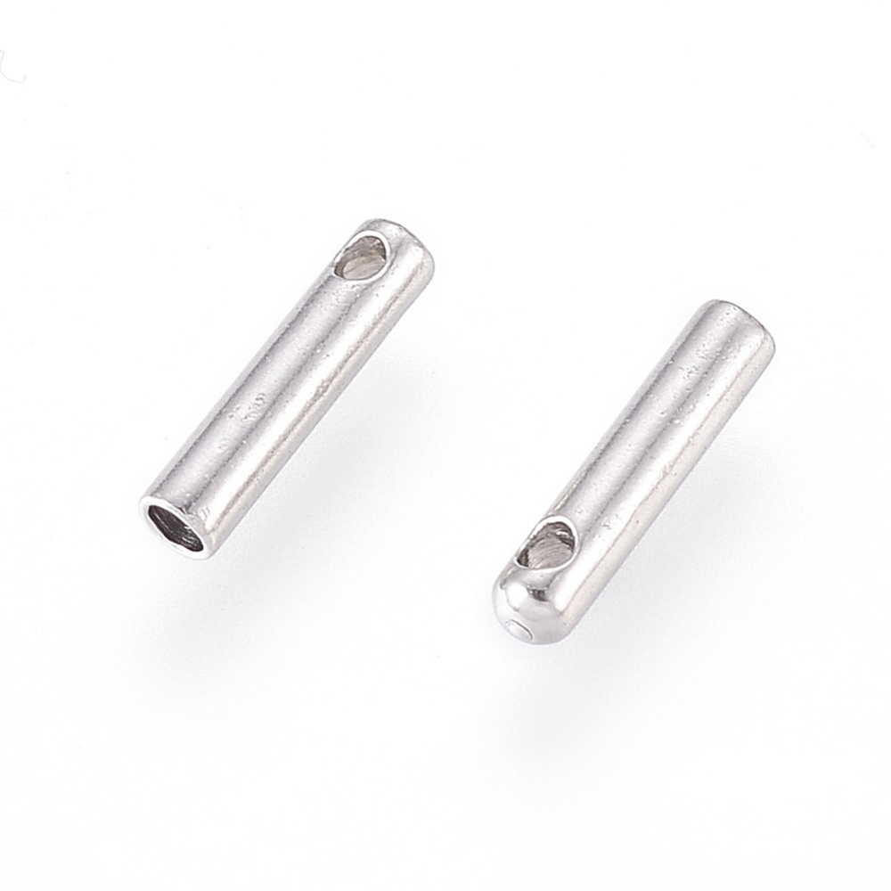 Embout de cordon, INOX argenté, 7x1,6mm, trou: 0,6mm, diamètre intérieur: 1mm