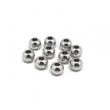 Perle INOX argenté, boule, diam 5mm, trou 1mm