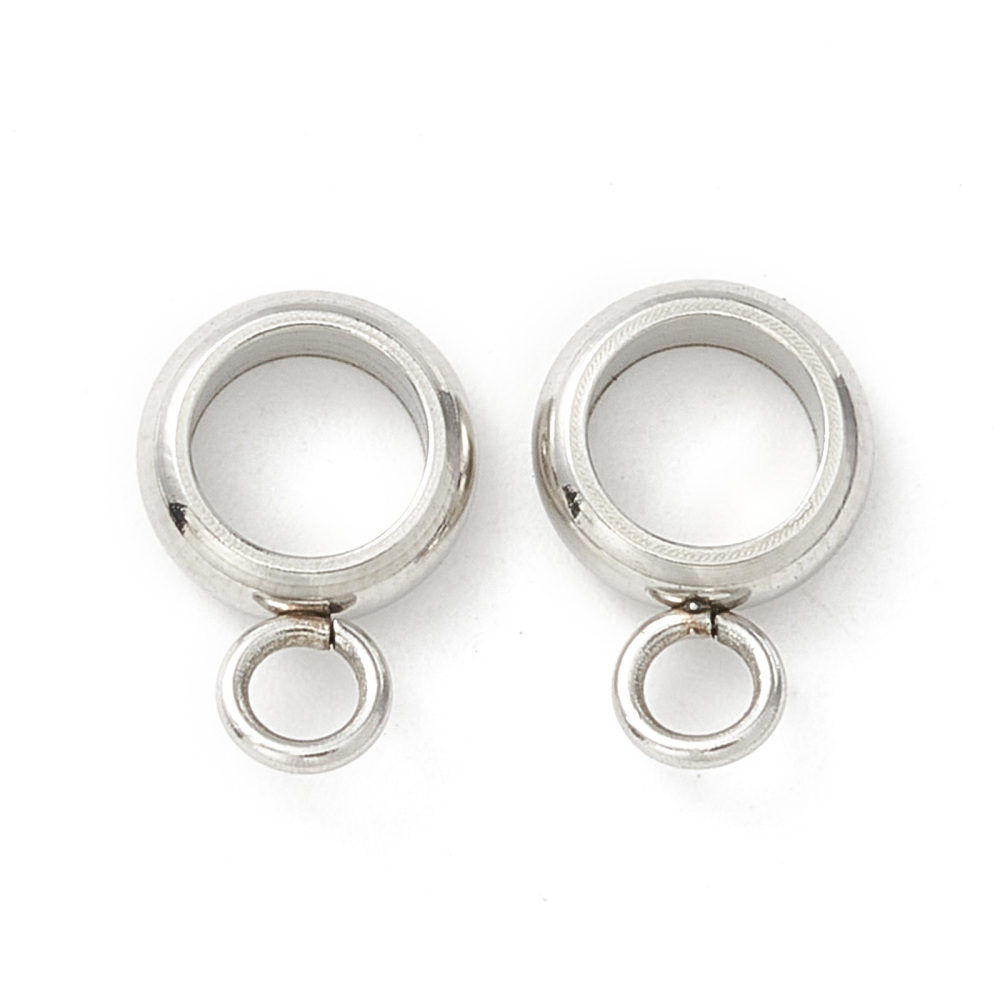 Bélière INOX argenté, 9x6x2mm, trou 1,8mm