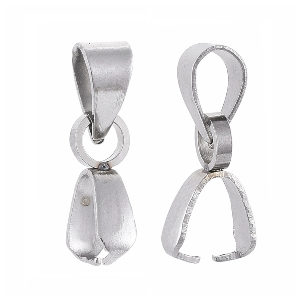 Bélière INOX argenté avec passant, 9x6,5x2,5mm, trou 3x4mm