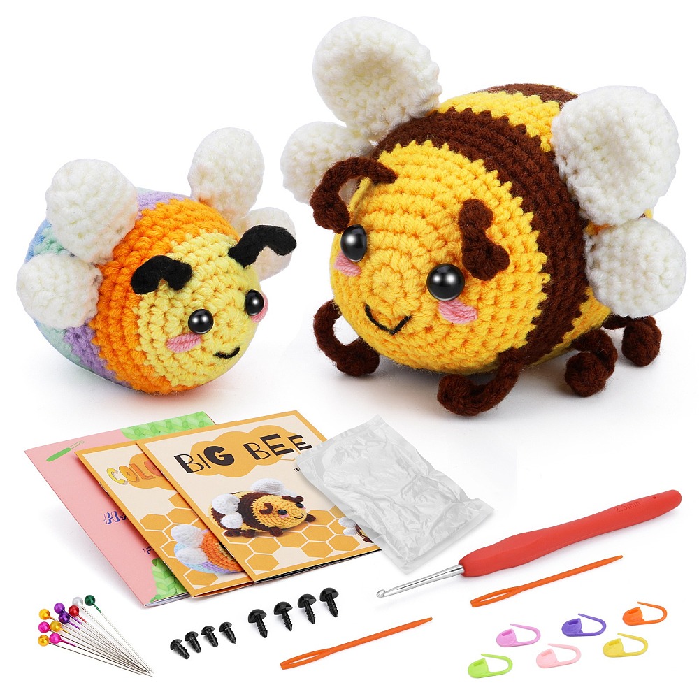 Kit complet pour débutant au crochet, modèle abeille (2 styles)