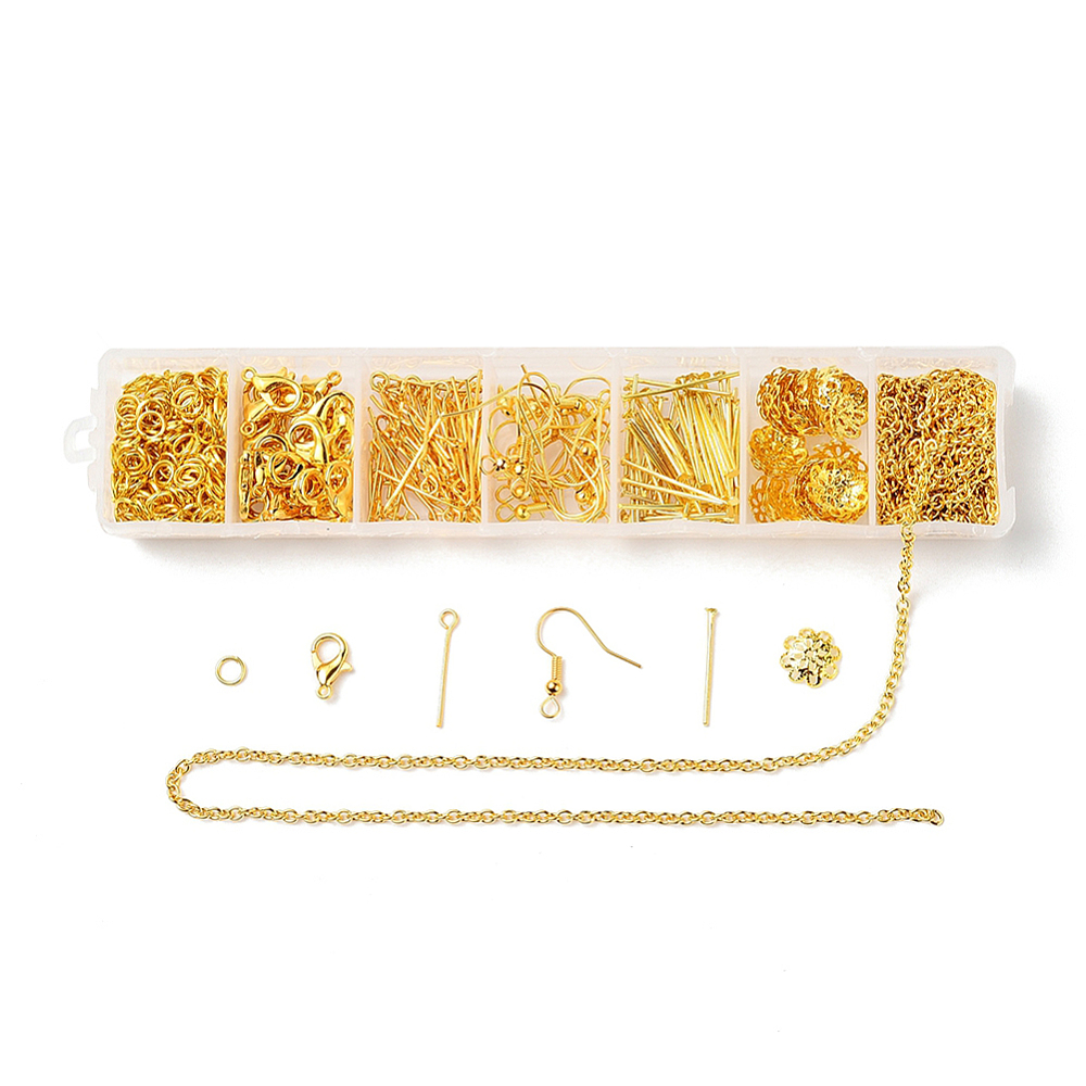 [DIY-YW0002-91] Kit de fabrication de bijoux, 420 pièces dorées par boîte, unité