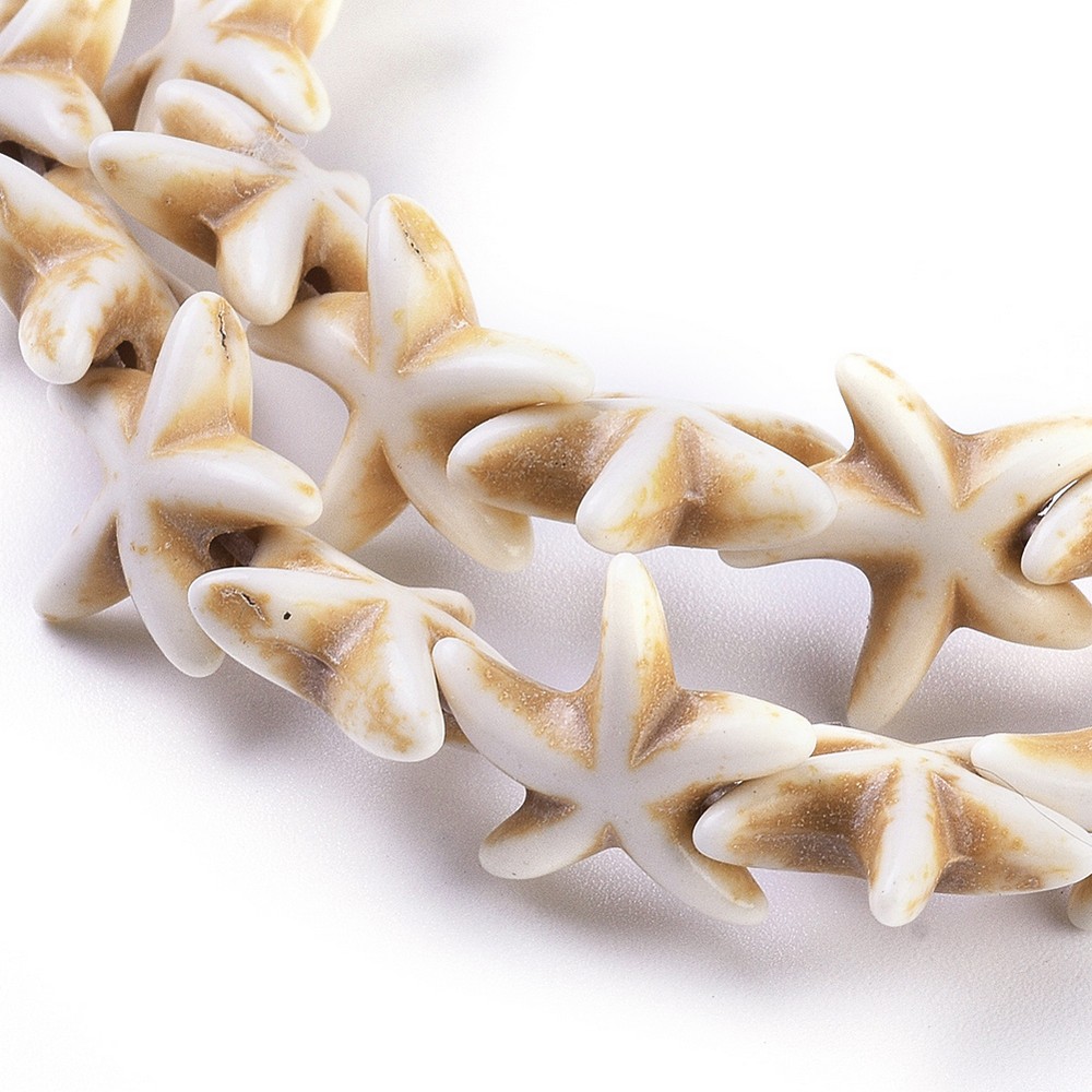 Pierre Magnésite, étoile de mer, beige, 15,5x13,5x5,5mm, trou 1mm, unité