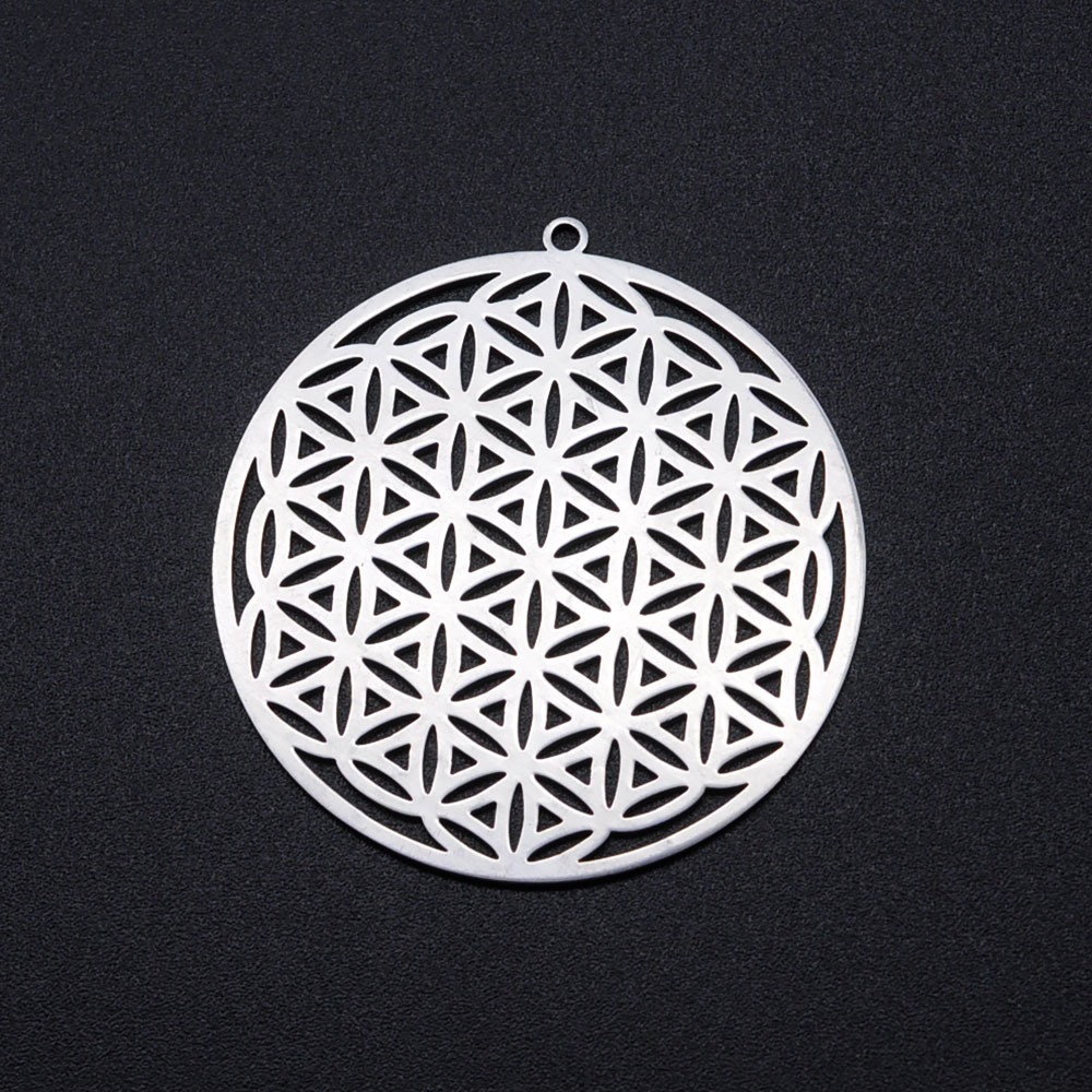 Pendentif fleur de vie, INOX, 42x40x1mm, trou 1,6mm, unité