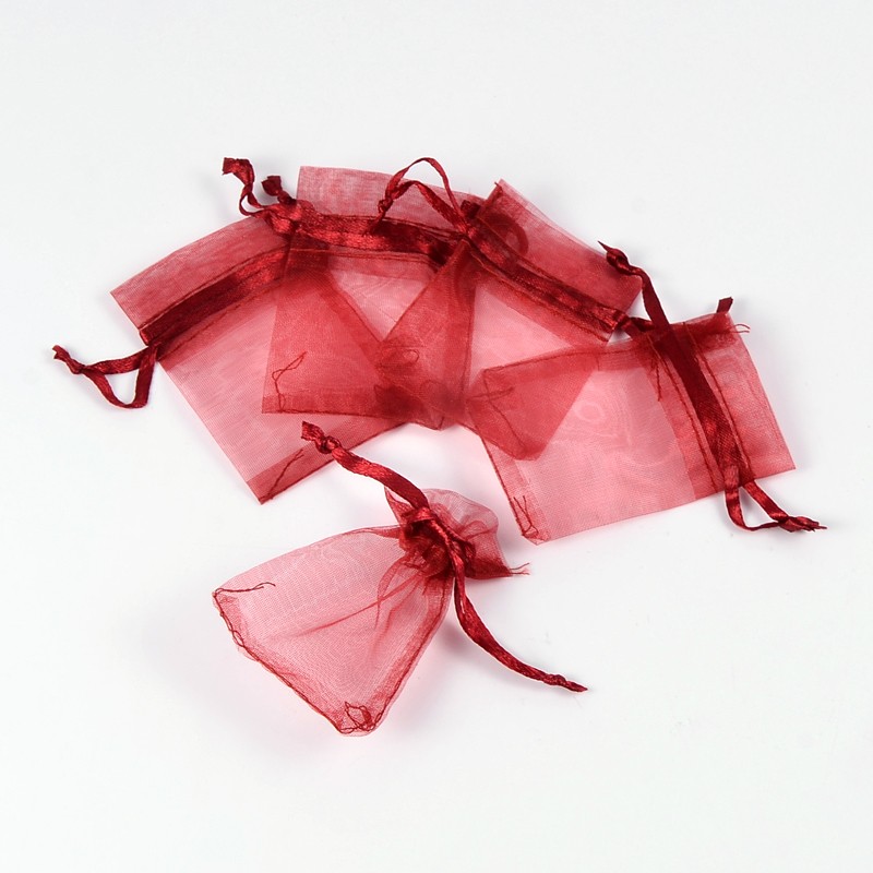 Pochette cadeau en organza, bordeau, 7x5 cm, unité