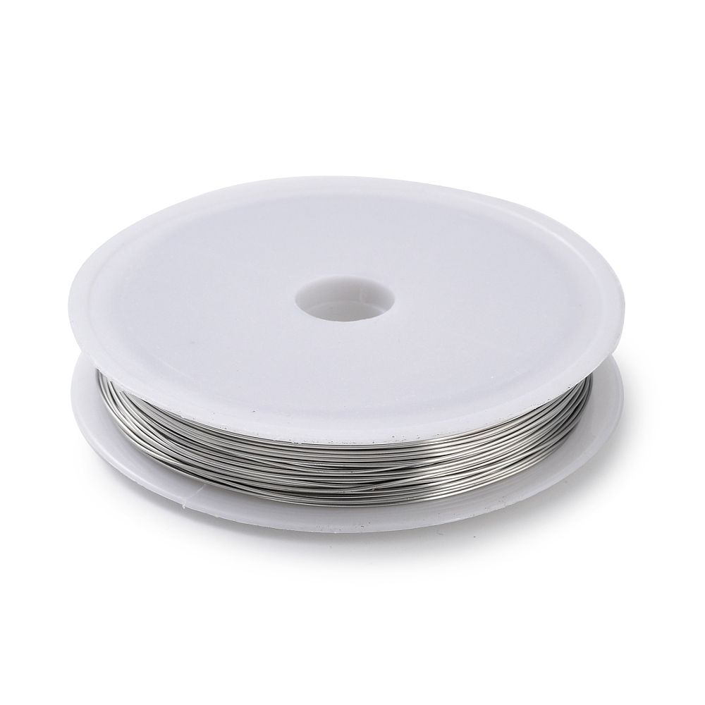 [TWIR-H001-01C-P] Fil en INOX argenté à modeler pour la création de bijoux,  22 jauge, 0,6mm, 20 m/rouleau