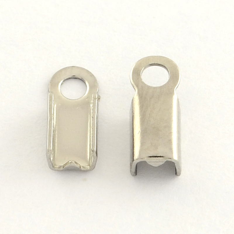 Embout de cordon à écraser INOX argenté, 8x2,5x2mm, trou 1mm, l'unité