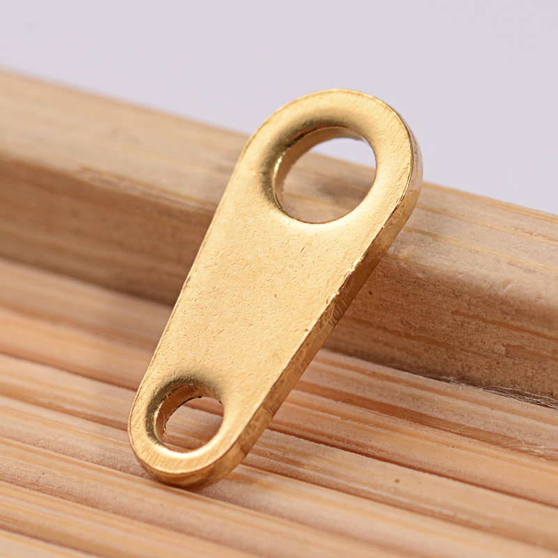 Attache pour fermoir INOX doré, placage ionique, 12,5x5,5x1mm, trou 2mm et 3mm