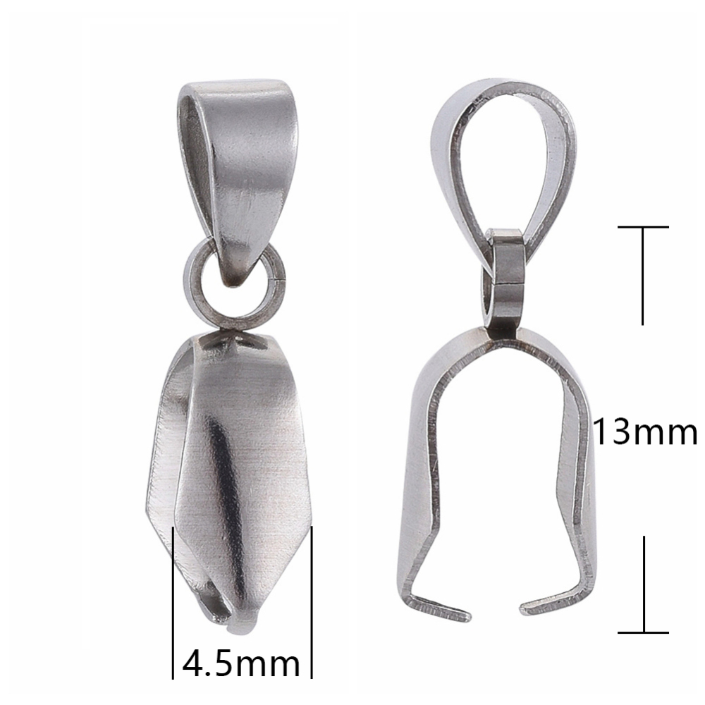 [X-STAS-Q182-01] Bélières INOX argenté avec passant,13x12x4,5mm, trou 4mm, x5 unités