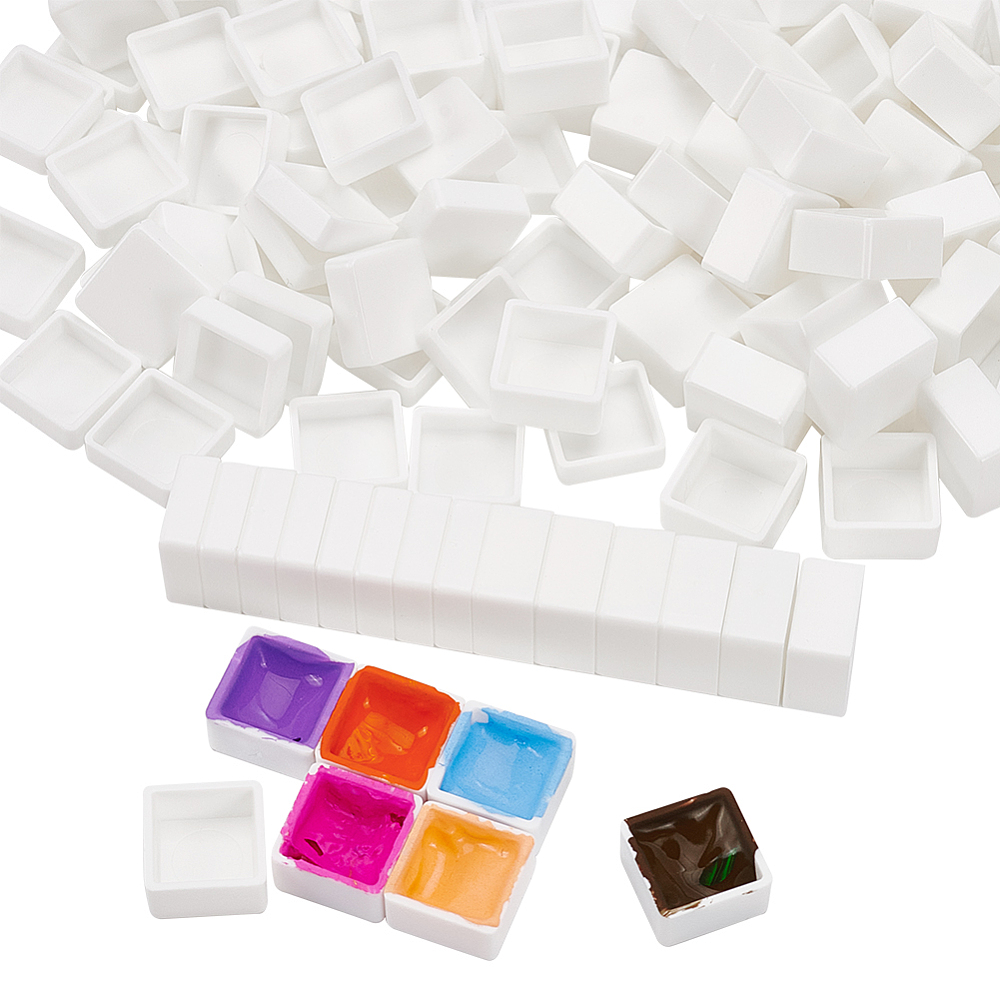 [AJEW-BC0004-16A] Godet pour aquarelle, plastique blanc, 12x12x4mm ou 12x12x6mm, unité