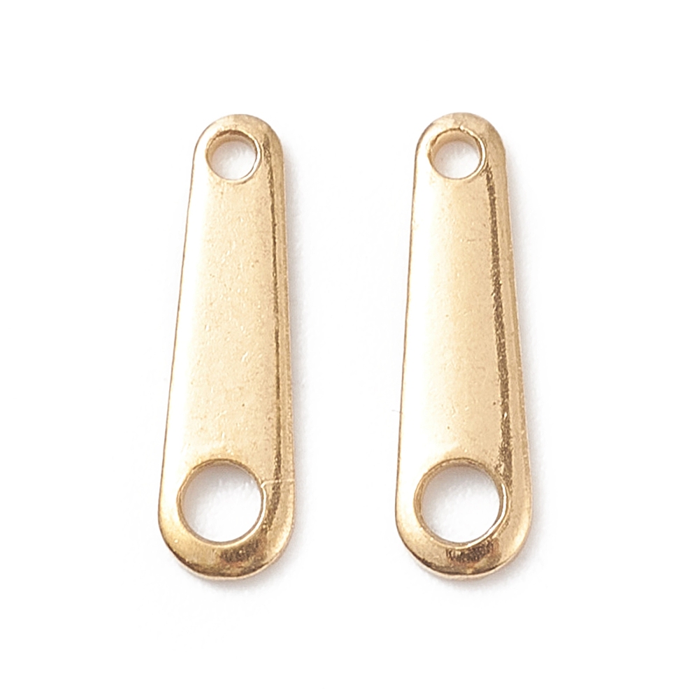 Attache pour fermoir INOX doré, placage ionique, 10x3x0,65mm, trou 0,8mm et 1,5mm