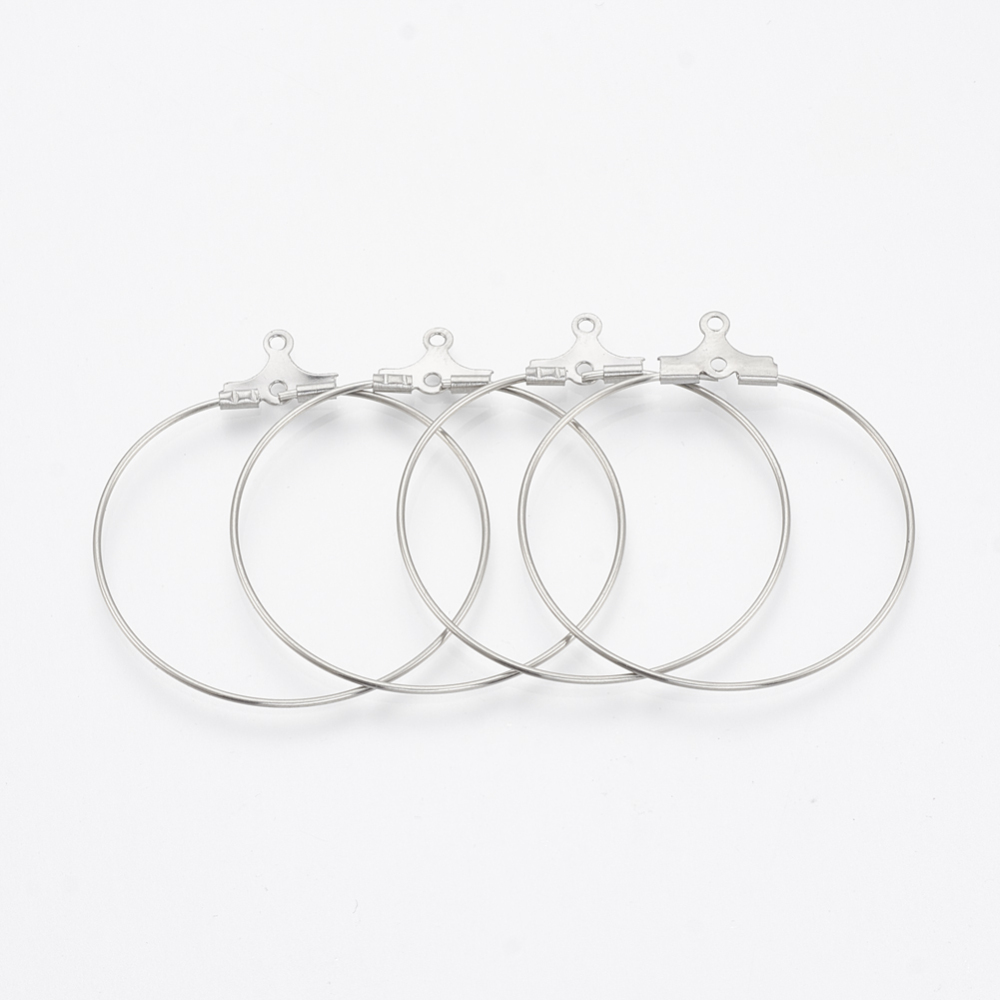Créoles INOX argenté à suspendre 40x37x1,5mm, trou 1mm, broche 0,8mm, x20 unités