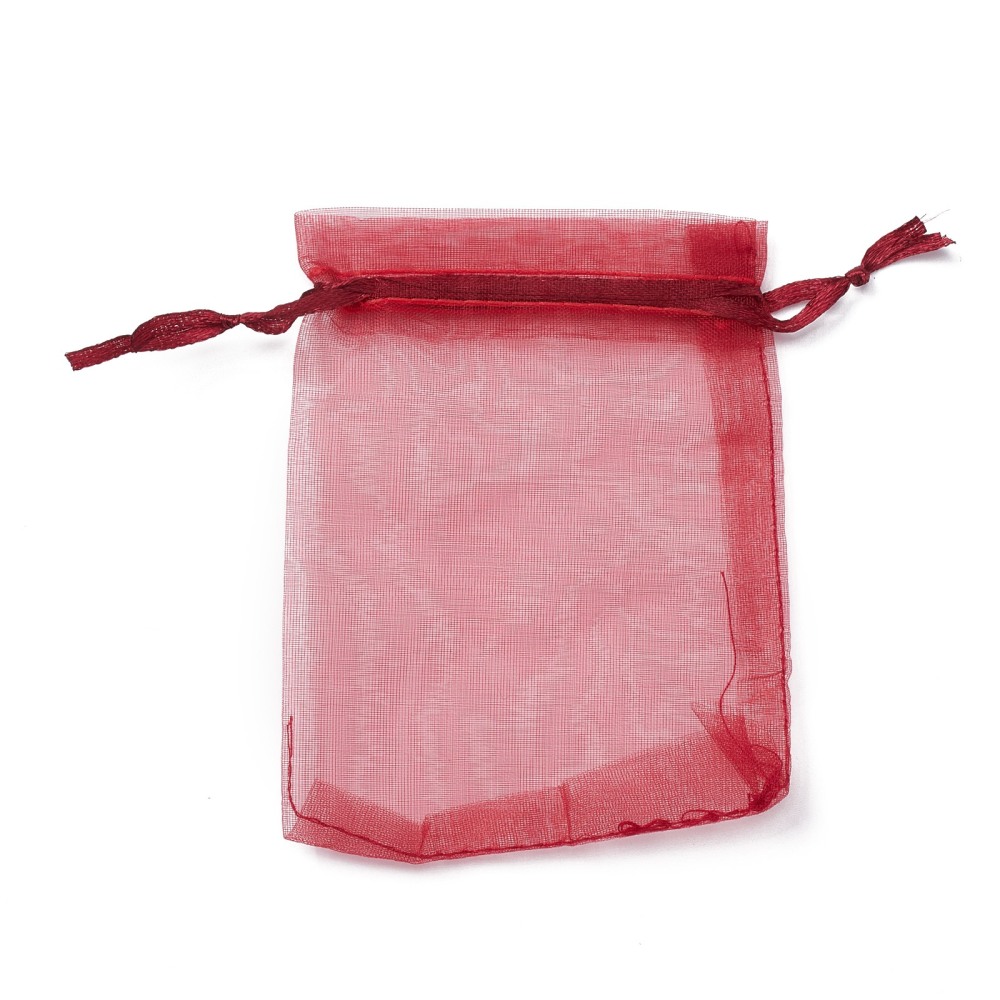 Pochette cadeau en organza, bordeaux, 12x9 cm