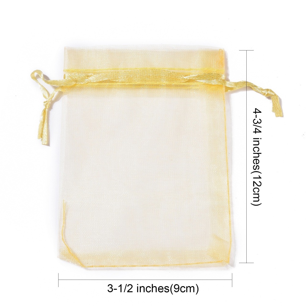 [OP-R016-9x12cm-15] Pochette cadeau en organza, doré, 12x9 cm