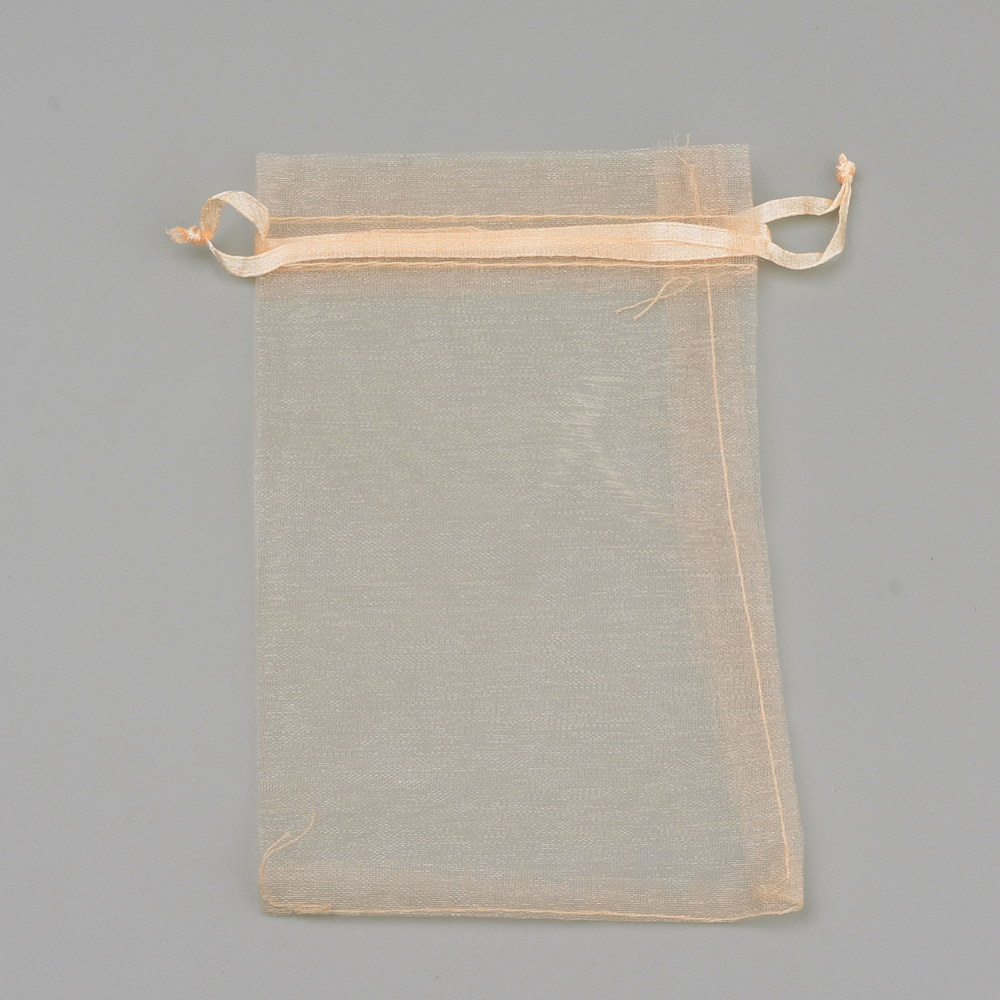 [OP-R016-9x12cm-23] Pochette cadeau en organza, saumon clair, 12x9 cm