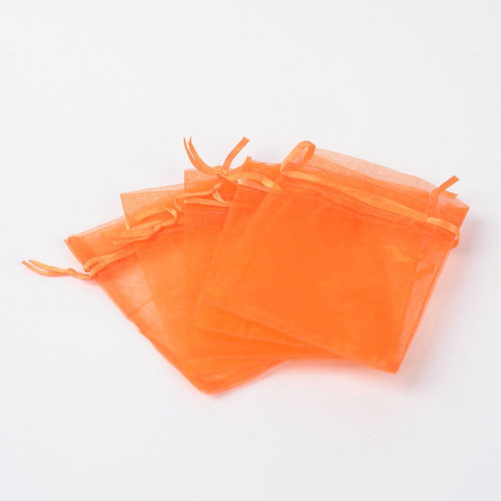 Pochette cadeau en organza, orange, 12x9 cm