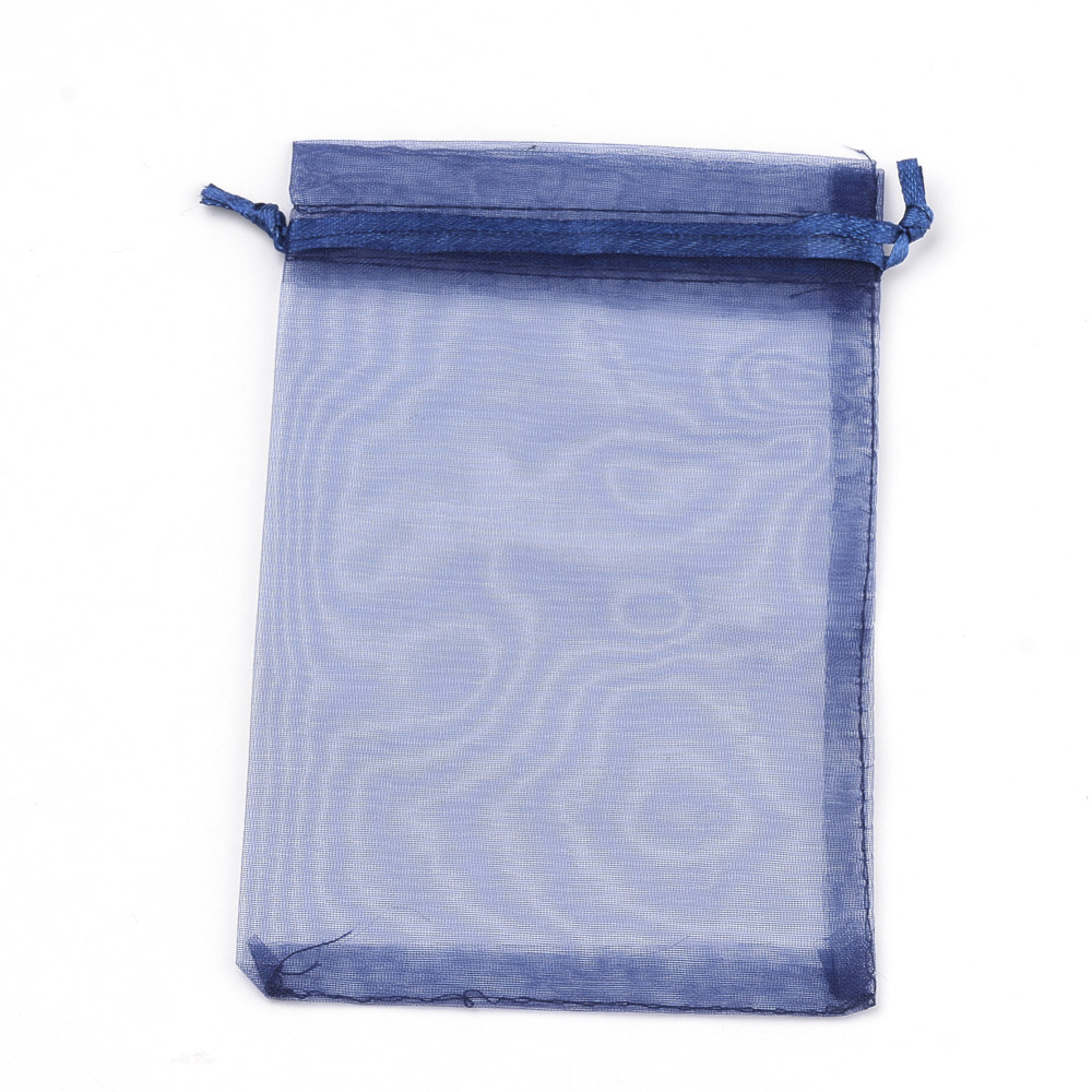 [OP-R016-9x12cm-21] Pochette cadeau en organza, bleue nuit, 12x9 cm