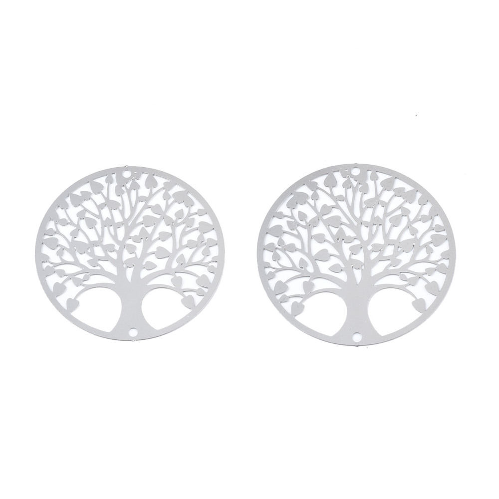 Estampe INOX argenté, arbre de vie , 30x0,2mm, trou 1mm