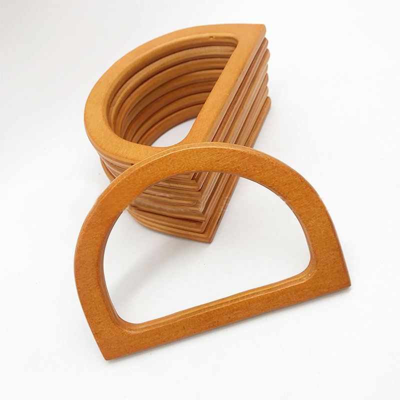 [FIND-WH0043-12A] Poignée de sac en bois "forme D", 12x8.5x1cm, couleur marron clair, à l'unité