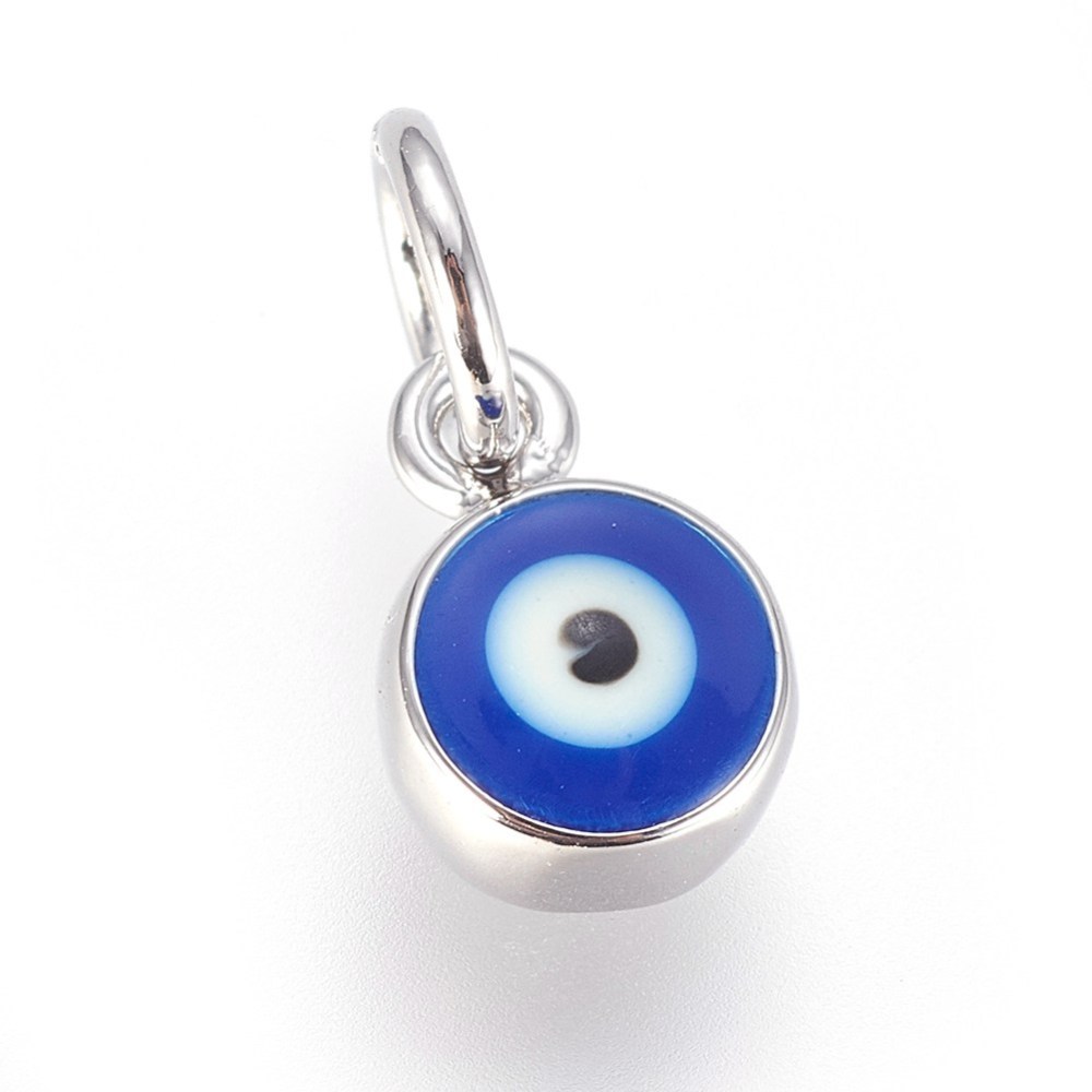 Pendentif en laiton, mauvais oeil, 8x6x4mm, trou 3,5mm, l'unité