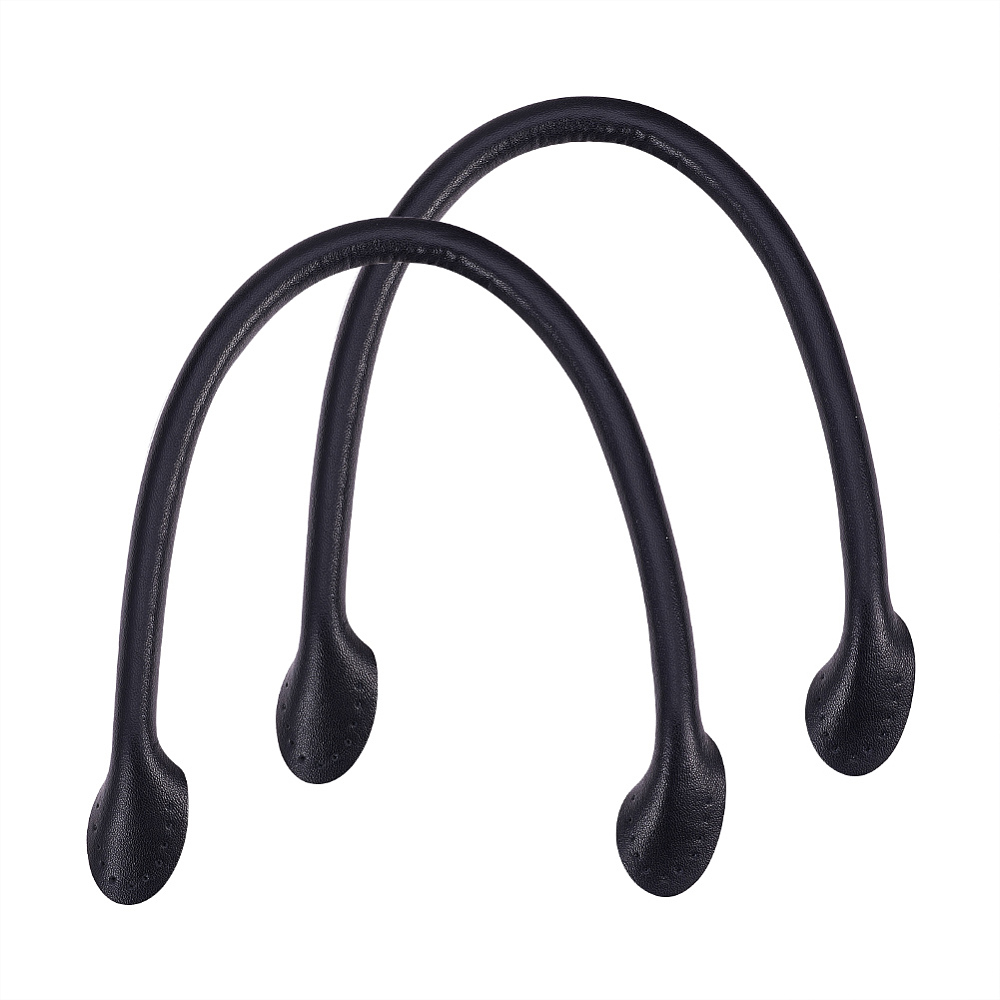 Poignées de sac en cuir, noir, 38~41x1~2.7x1.4~1.5 cm, par 2