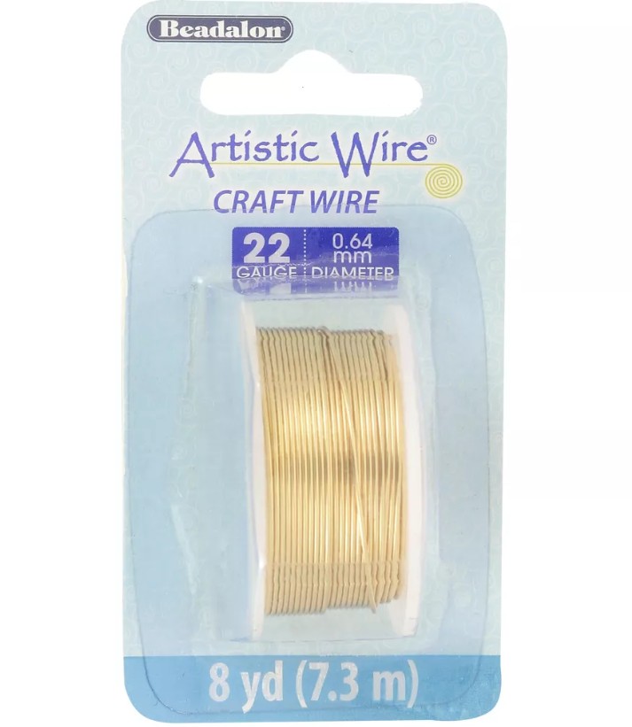 Fil de cuivre Artistic Wire, plaqué argent, couleur doré, anti ternissement, diam 0.64mm, 7.3m