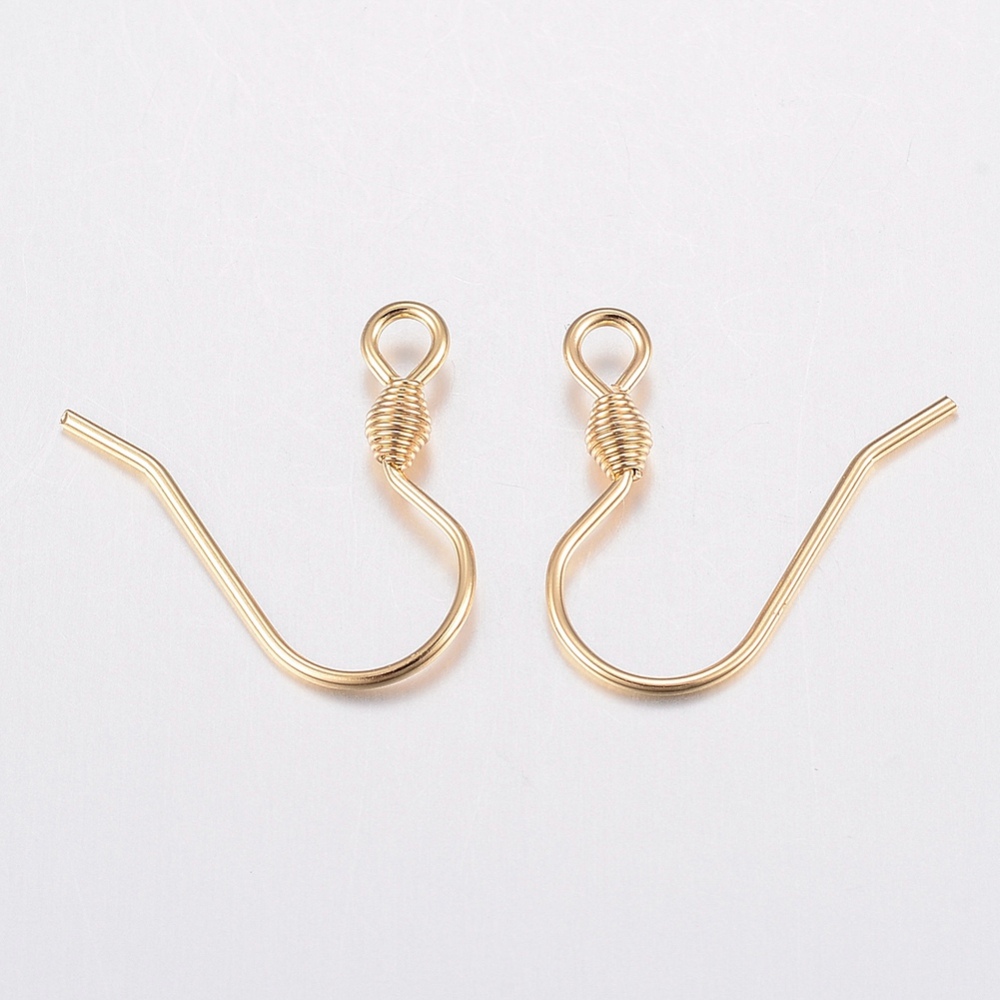 Crochet boucle d'oreille INOX doré, plaqué or 18k, 17x18x2,4mm, trou 1,8mm, unité