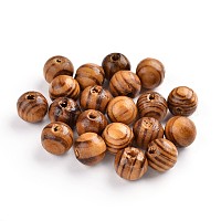 Perle en bois ronde burlywood naturelle non teintée, diam 10mm, trou 3mm , sachet de 3000 perles