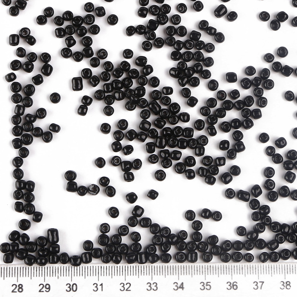 Perles de rocaille opaques taille 4 mm, trou 1,5 mm, sachet d'env. 12 gr, noir