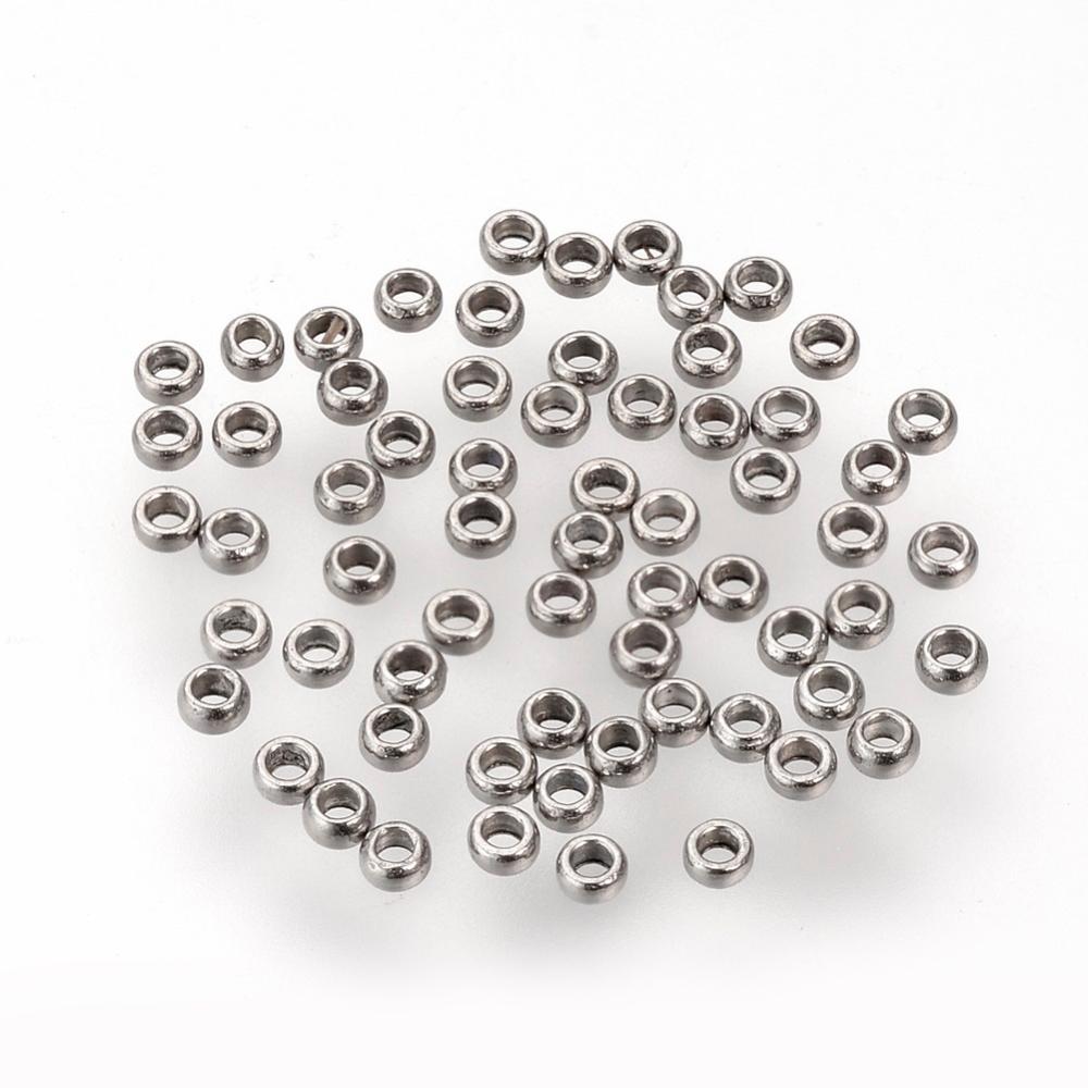 Perles à écraser INOX, diam 1,5mm, compatible fil 0,25-0,4mm, paquet de 40 unités