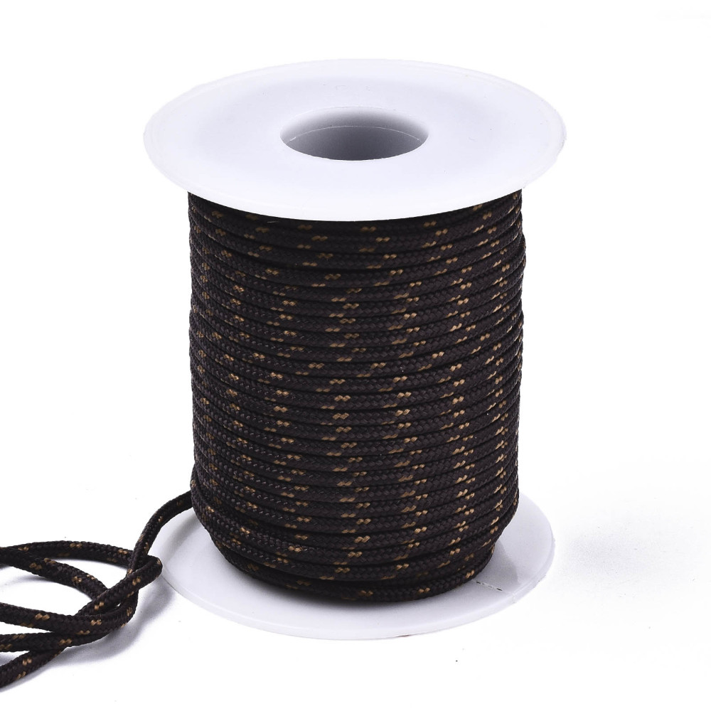 Découpe de Paracorde, nylon, marron avec taches beiges, rond, diam 2mm - le mètre