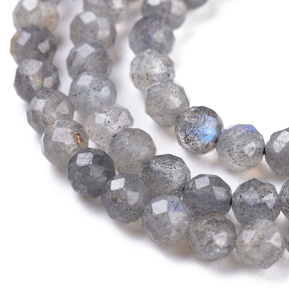 Pierre Labradorite, à facette, naturelle, 4mm, trou 0,7mm, unité