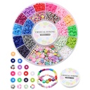 Kit complet de perles Heishi polymère, 18 couleurs, avec fil élastique et perles lettre, plastique et métal, env. 2600 pièces